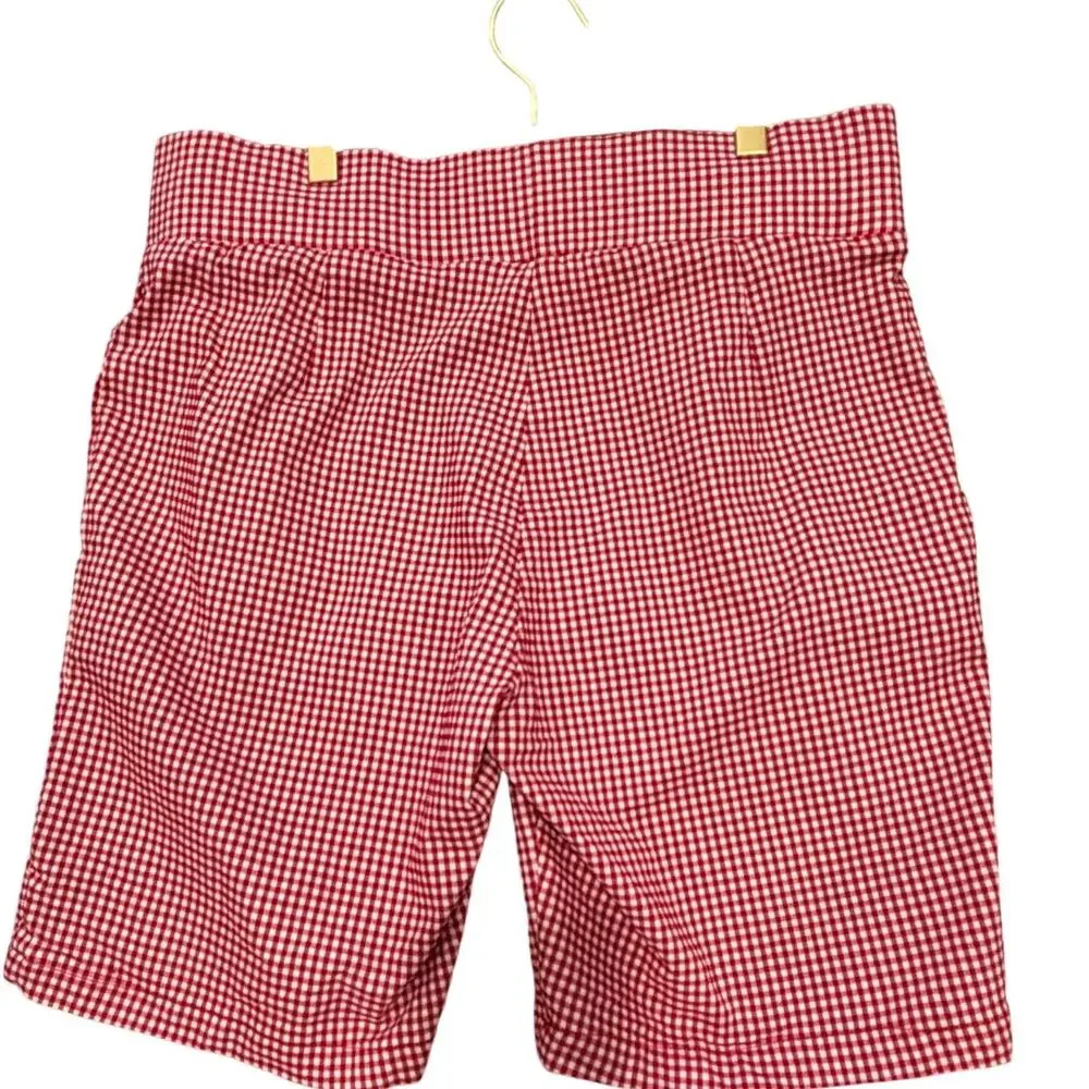 Tommy Hilfiger Bermuda Shorts 14 EUC Red White Gingham Plaid Pull On Stretch